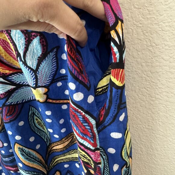 Tabitha Brown x Target Dress Womens Size 0 Midi Floral Polkadots Blue - Picture 4 of 7